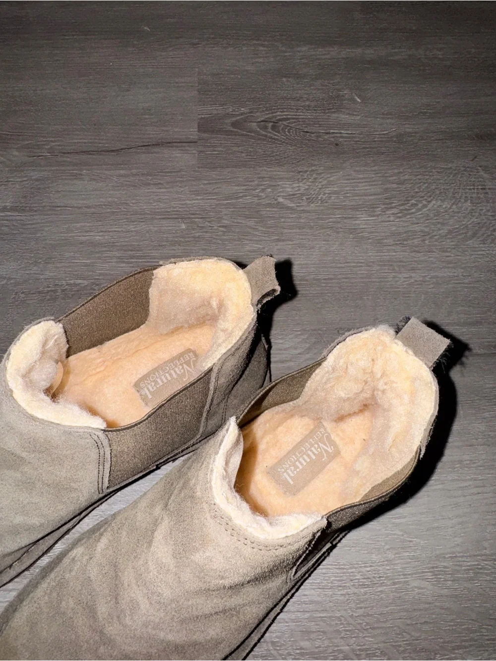 Natural Reflections Women's Suede Chelsea Boot with Shearling Lining — Taupe